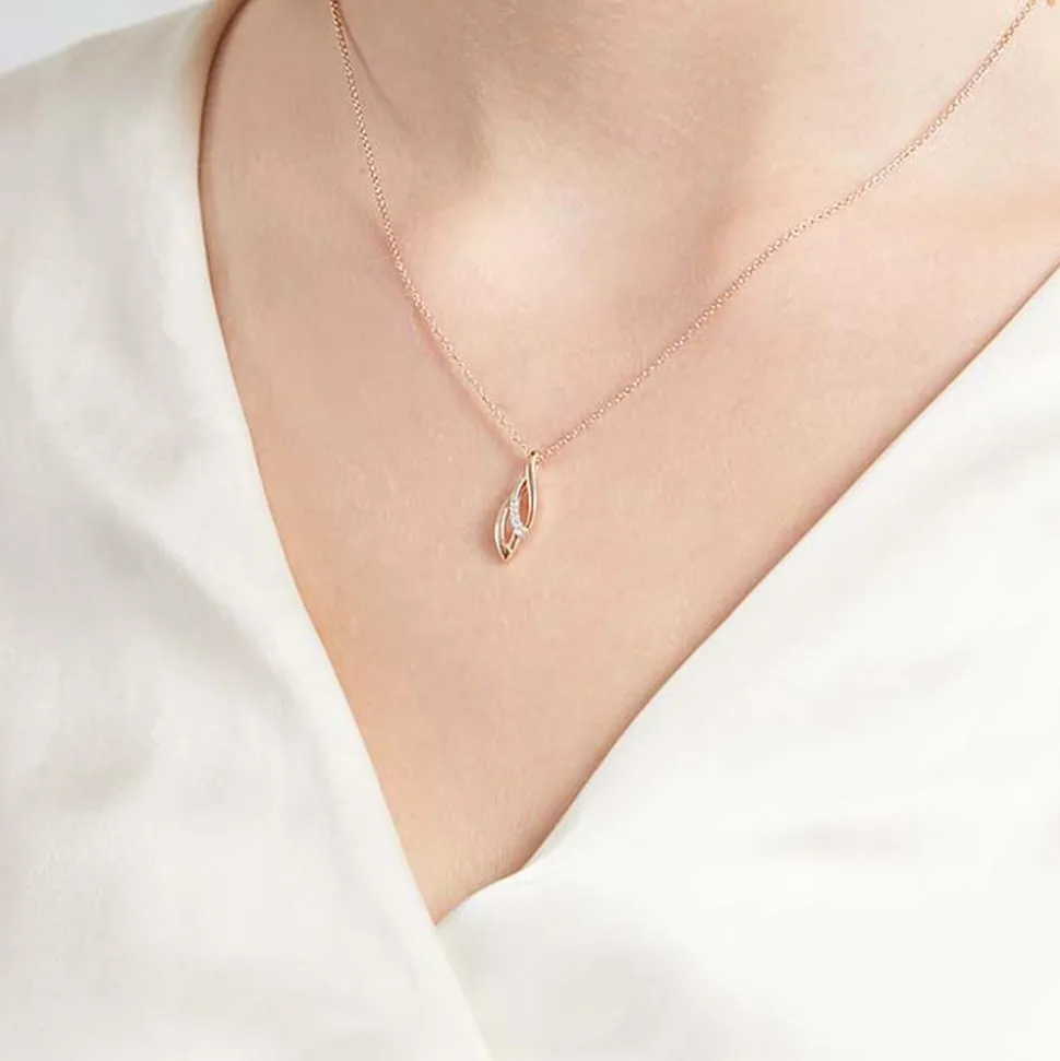 585er Roségold Anhänger Kette Diamanten DP0168SLK