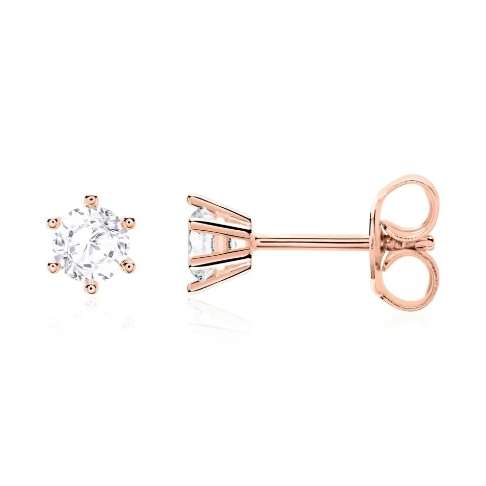 585er Roségold Ohrstecker für Damen mit Weißtopasen BDE0028WT-14KRSL