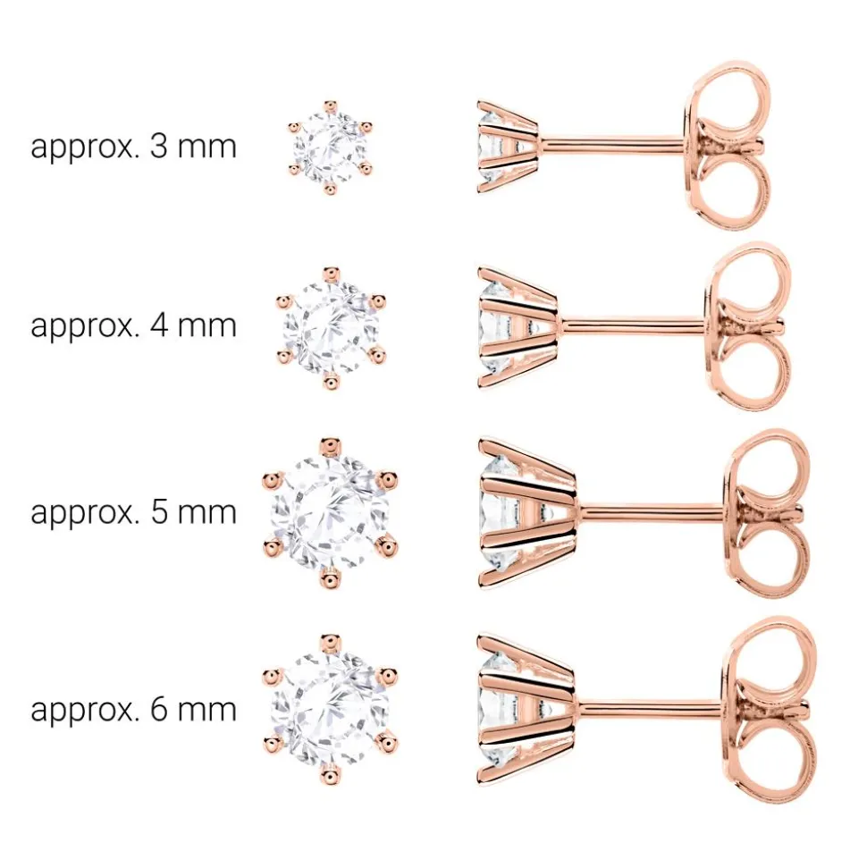 585er Roségold Ohrstecker für Damen mit Weißtopasen BDE0028WT-14KRSL
