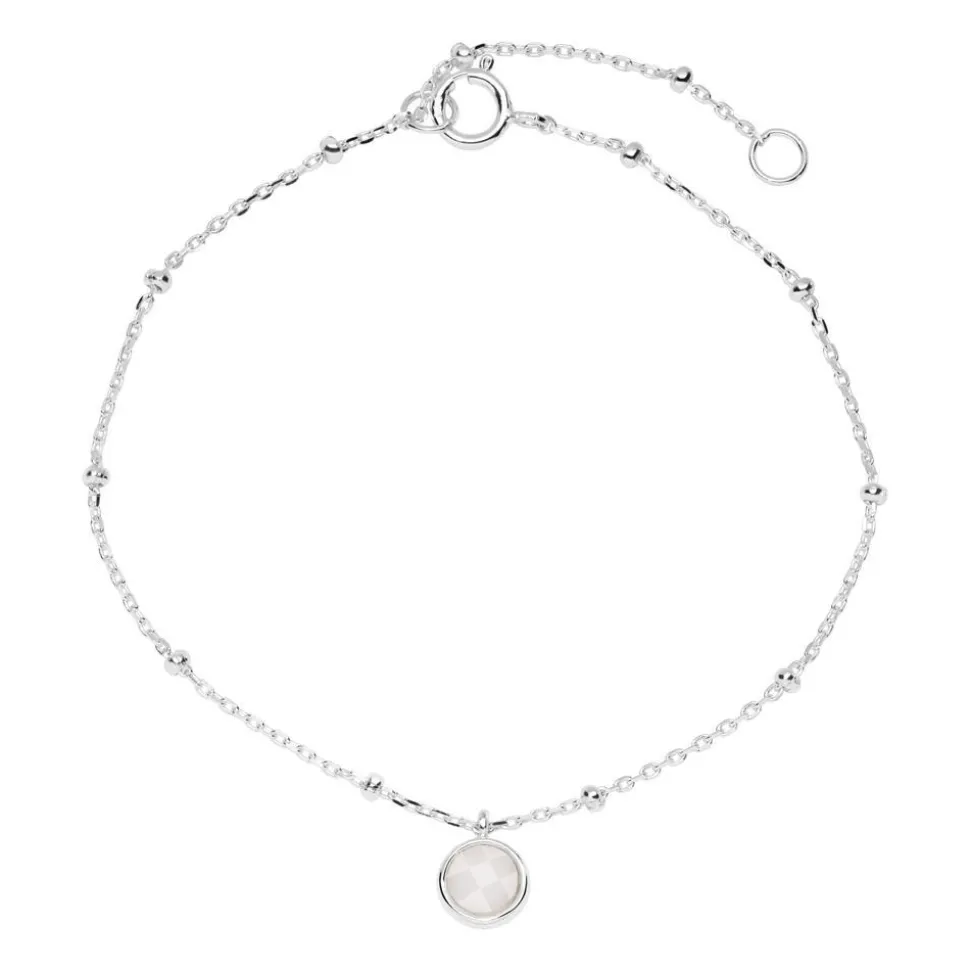 925er Silber Armband für Damen mit Schmuckstein, weiß SB0449