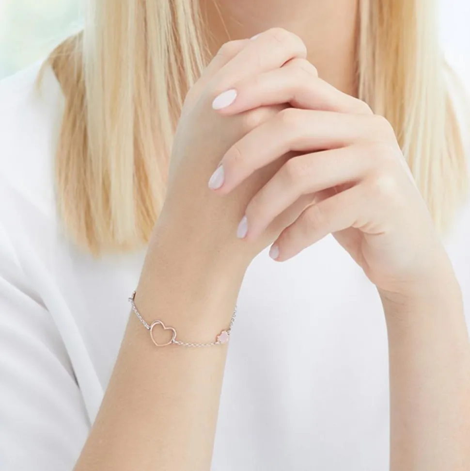 925er Silber Armband Herzen rosévergoldet SB0393