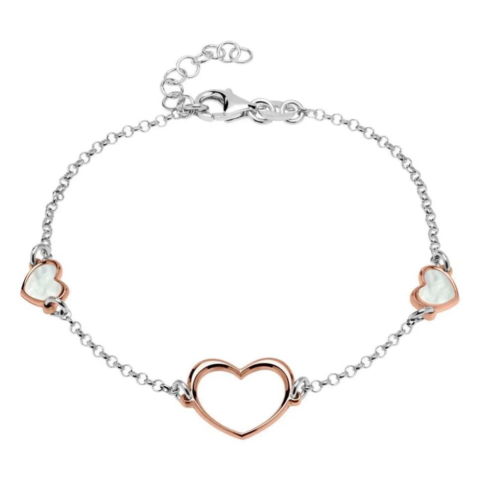 925er Silber Armband Herzen rosévergoldet SB0393
