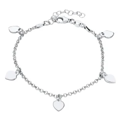 925er Silber Armband mit Herzanhängern SB0441