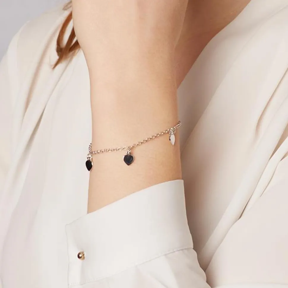 925er Silber Armband mit Herzanhängern SB0441