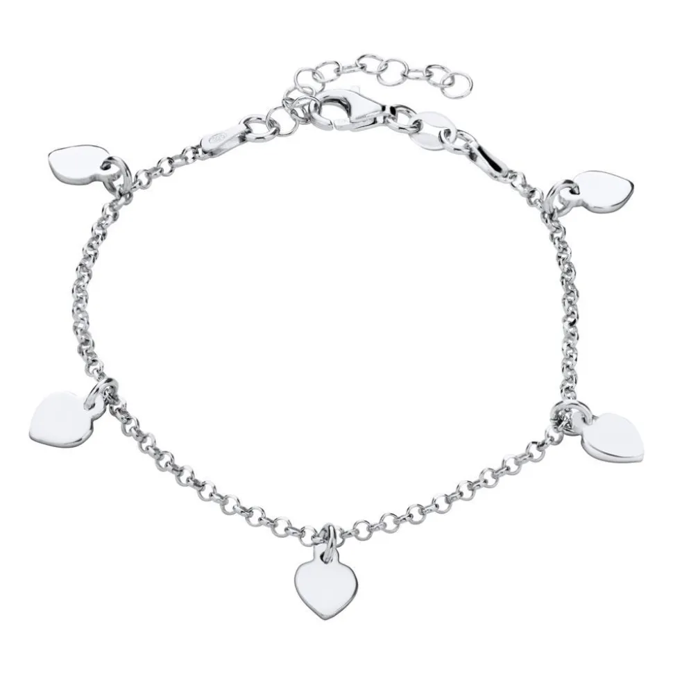 925er Silber Armband mit Herzanhängern SB0441