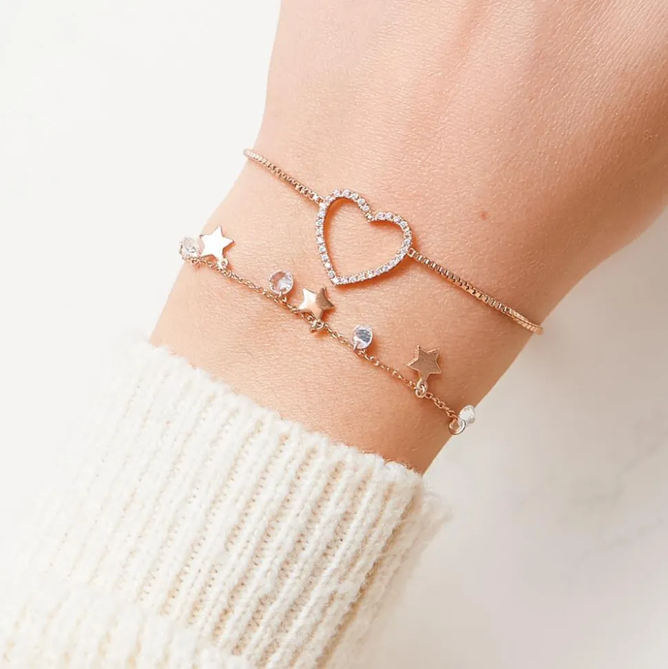 925er Silber Armband Sterne Zirkonia rosévergoldet SB0374