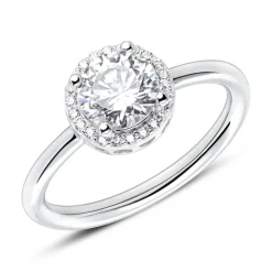 925er Silber Haloring mit Zirkonia VR0447