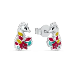 925er Silber Ohrstecker Seepferd und Stern für Mädchen 2031160