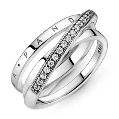 925er Silberring für Damen, dreifach gekreuzt 199057C01