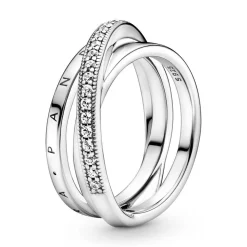 925er Silberring für Damen, dreifach gekreuzt 199057C01