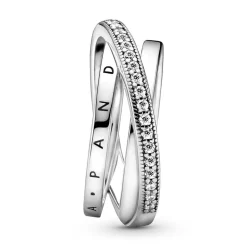 925er Silberring für Damen, dreifach gekreuzt 199057C01