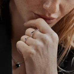 925er Silberring Signet Brilliant Cut für Damen PH004271