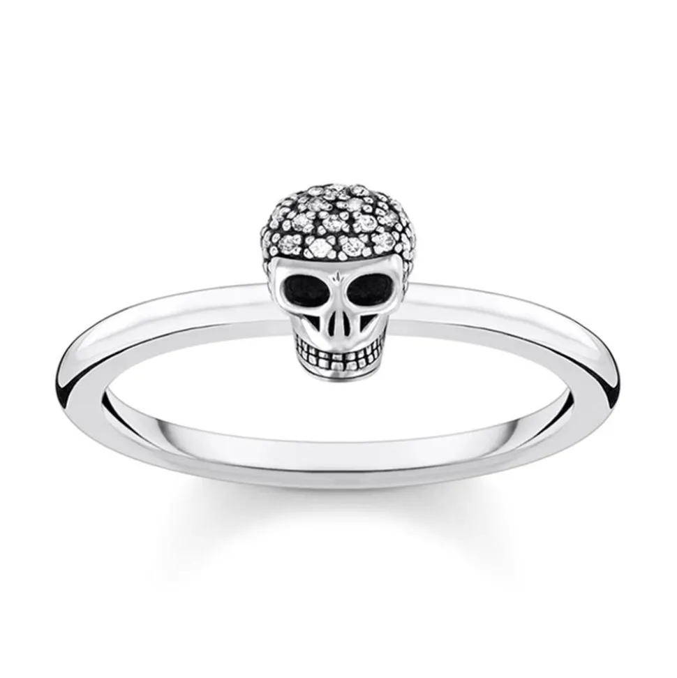 925er Silberring Totenkopf für Damen mit Zirkonia TR2327-643-14