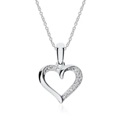 750er Weißgold Kette Herz mit Diamanten BDP0029-18KWSLK