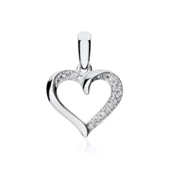 750er Weißgold Kette Herz mit Diamanten BDP0029-18KWSLK
