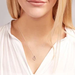 750er Weißgold Kette Herz mit Diamanten BDP0029-18KWSLK