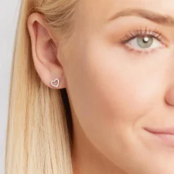 750er Weißgold Ohrstecker Herz 28 Diamanten BDE0006-18KW