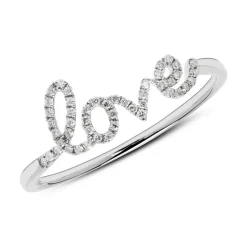 585er Weißgold Ring Love mit Diamanten DR0442