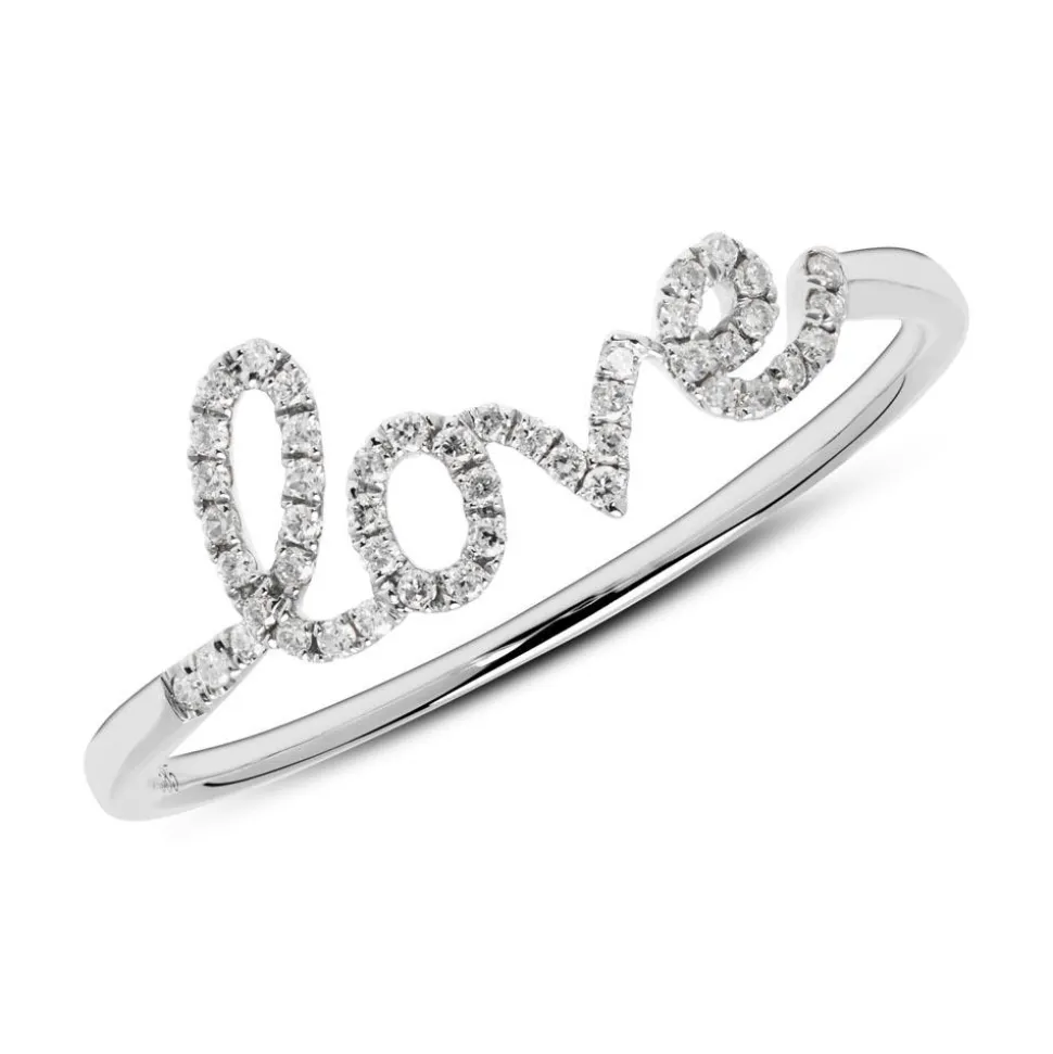 585er Weißgold Ring Love mit Diamanten DR0442