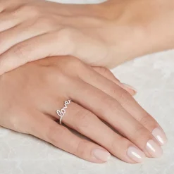 585er Weißgold Ring Love mit Diamanten DR0442