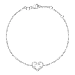 750er Weißgold-Armband Herz 28 Diamanten BDB0002-18KW