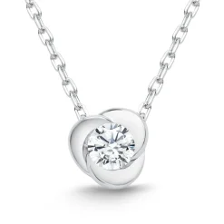 585er Weißgold-Collier Blume Diamant DN0049