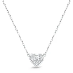 585er Weißgold-Collier Herz 13 Diamanten DN0048