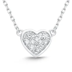 585er Weißgold-Collier Herz 13 Diamanten DN0048