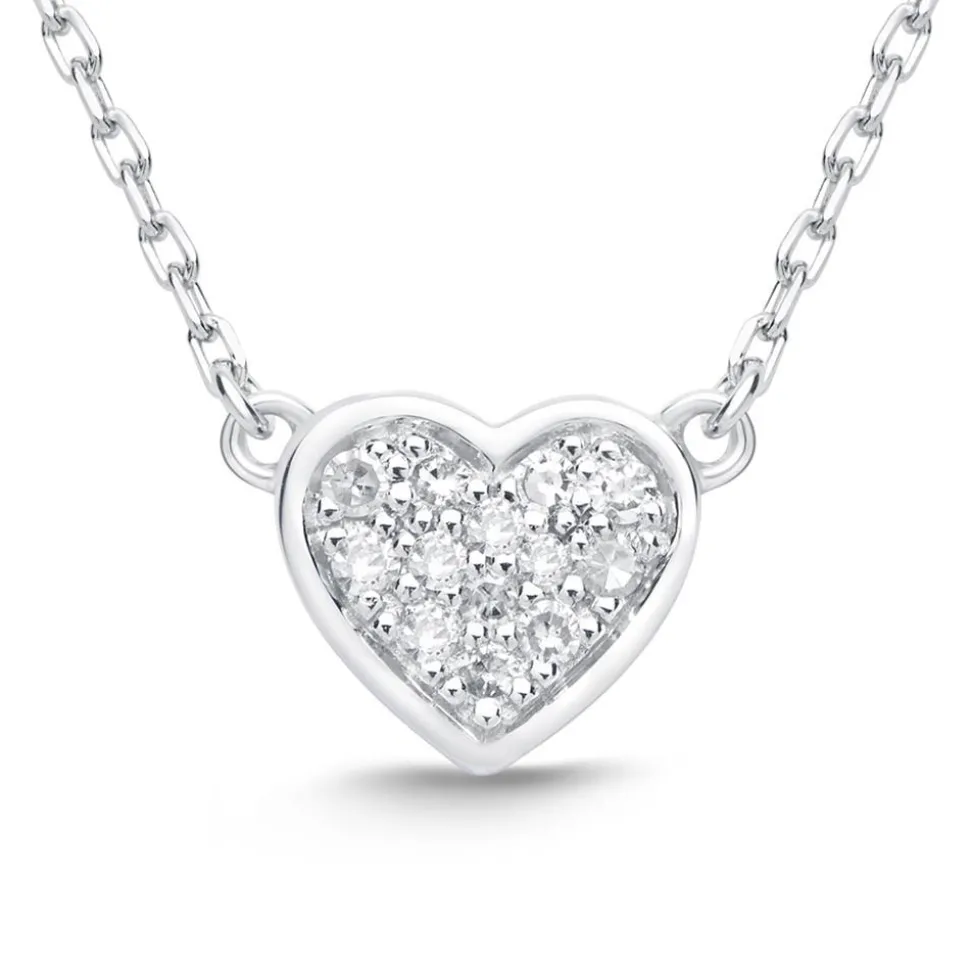 585er Weißgold-Collier Herz 13 Diamanten DN0048