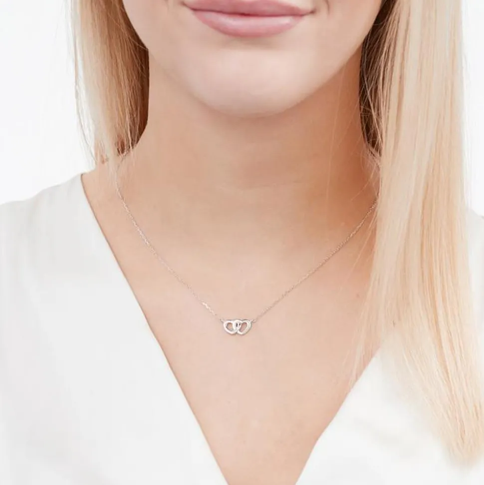 585er Weißgold-Collier Herzen 2 Diamanten DN0050