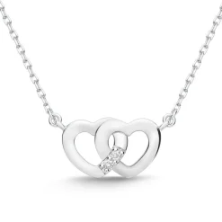585er Weißgold-Collier Herzen 2 Diamanten DN0050