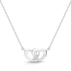 585er Weißgold-Collier Herzen 2 Diamanten DN0050