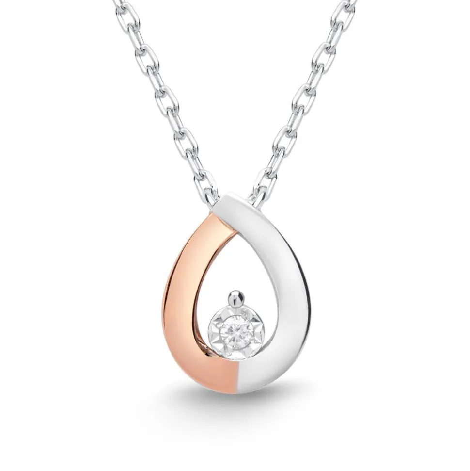 585er Weißgold-Collier Tropfen Diamant DN0051