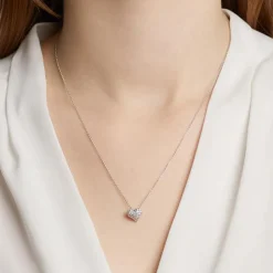 585er Weißgold-Kette Herz 48 Diamanten BDP0011-14KWSLK