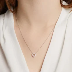 585er Weißgold-Kette Herz 14 Diamanten DP0060SLK
