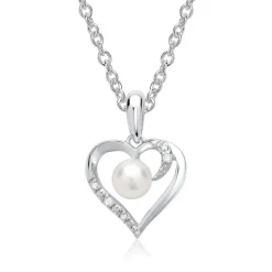 585er Weißgold-Kette Perle 4 Diamanten DP0123SLK