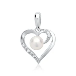 585er Weißgold-Kette Perle 4 Diamanten DP0123SLK