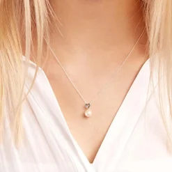 585er Weißgold-Kette Perle Diamant 0,0085 ct. DP0113SLK