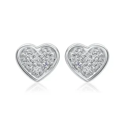 585er Weißgold-Ohrringe Herzen 12 Diamanten DE0148
