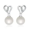 585er Weißgold-Ohrringe Perle 6 Diamanten DE0147