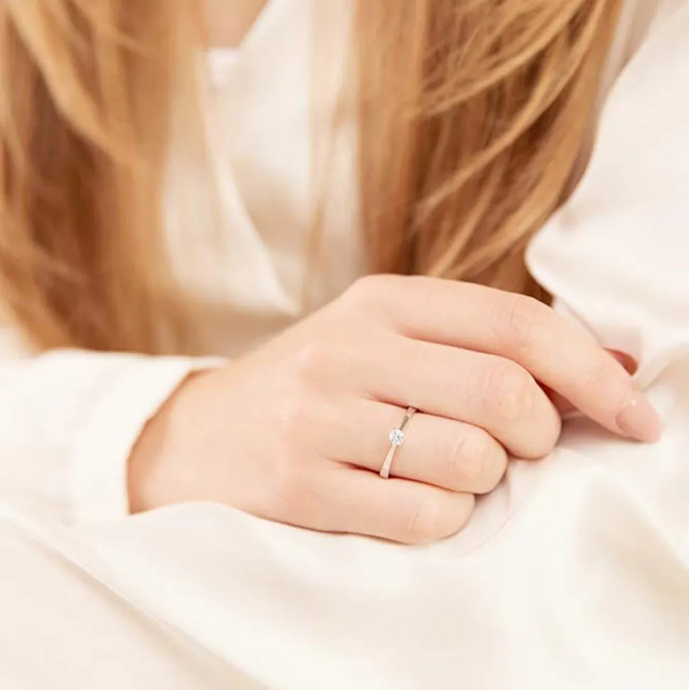 585er Weißgoldring mit Diamant 0,15 ct., lab-grown VR0135-LSL