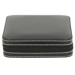 Etui für Manschettenknöpfe in schwarz Leder 26109-2