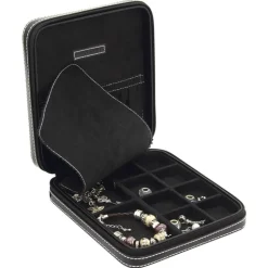 Etui für Manschettenknöpfe in schwarz Leder 26109-2