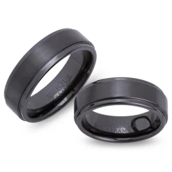 Exklusive schwarze Keramik Eheringe kratzfest KR0001s