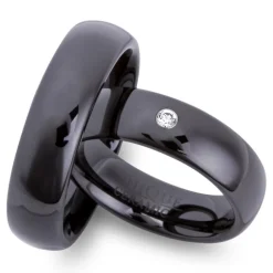 Exklusive schwarze Keramik Eheringe kratzfest KR0005s