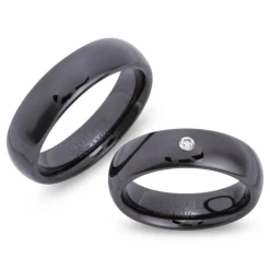 Exklusive schwarze Keramik Eheringe kratzfest KR0005s