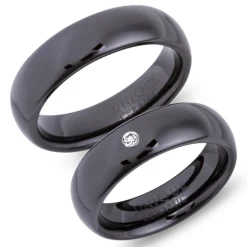 Exklusive schwarze Keramik Eheringe kratzfest KR0005s