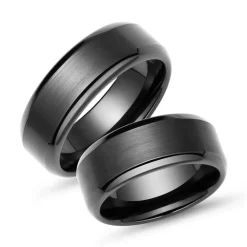 Exklusive schwarze Keramik Eheringe kratzfest KR0002s