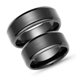 Exklusive schwarze Keramik Eheringe kratzfest KR0002s