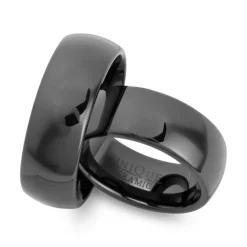 Exklusive schwarze Keramik Eheringe kratzfest KR0004s